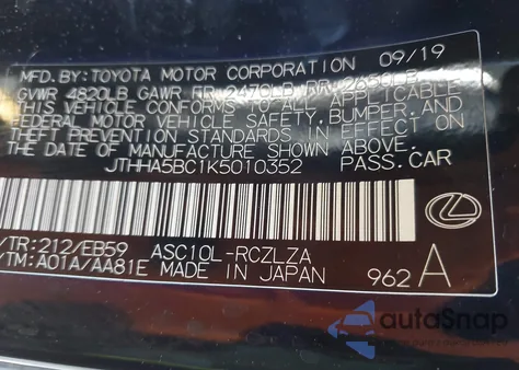 2019 Lexus Rc 300 F Sport z USA, uszkodzony, nr VIN JTHHA5BC1K5010352